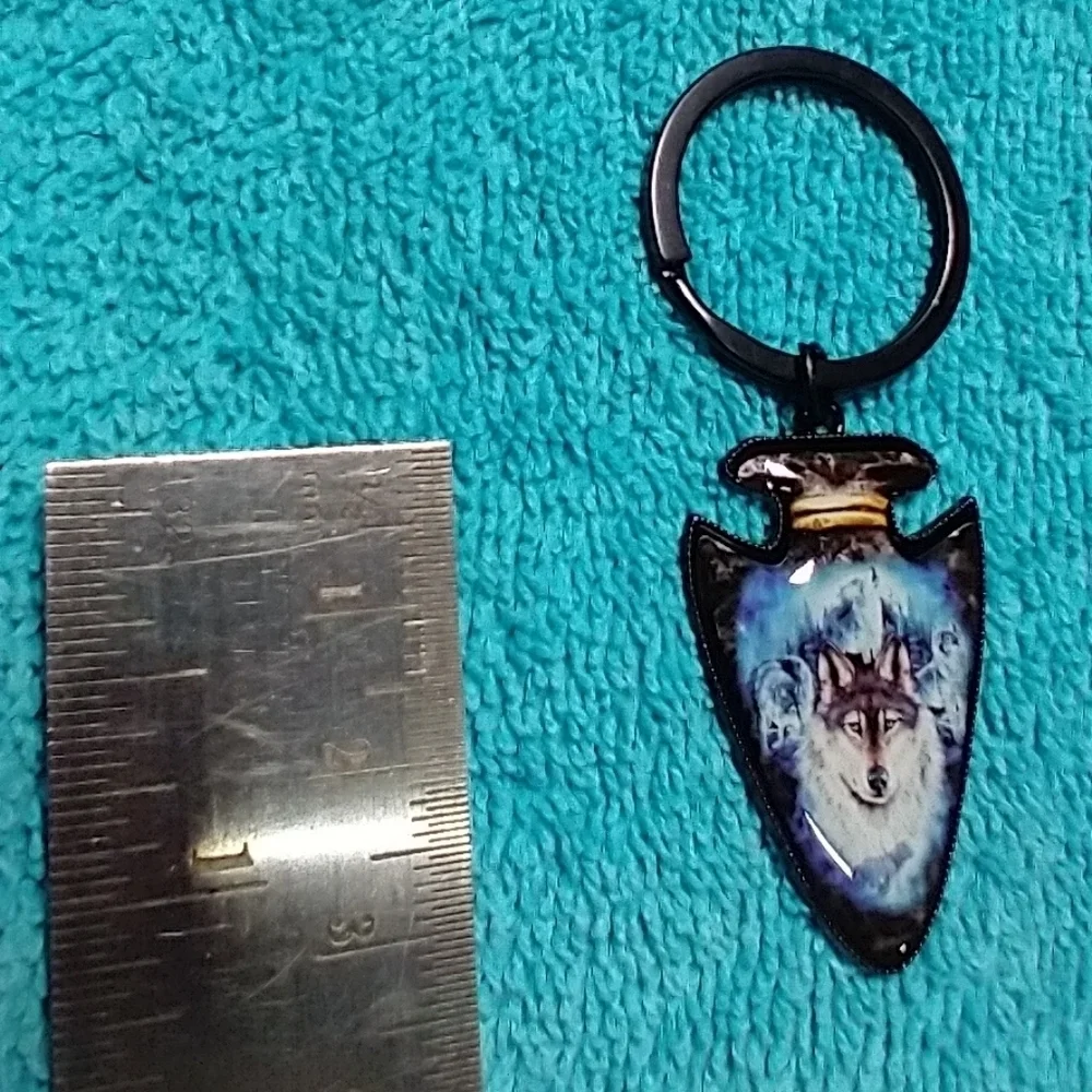 Black keychain wolf pack at blue mountain jewelry